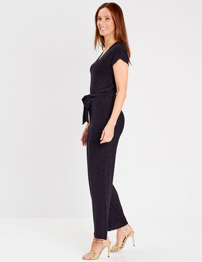 Combinaison pantalon ceinturée noir femme
