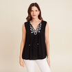 Blouse ample sans manches col rond noir femme