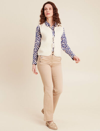 Gilet sans manches matelassé ecru femme