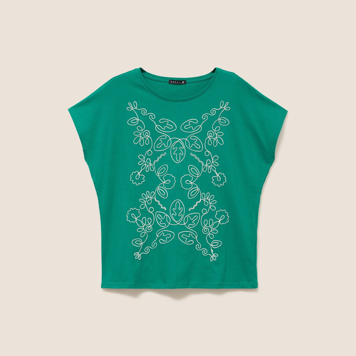 T-shirt col rond manches courtes vert menthe femme