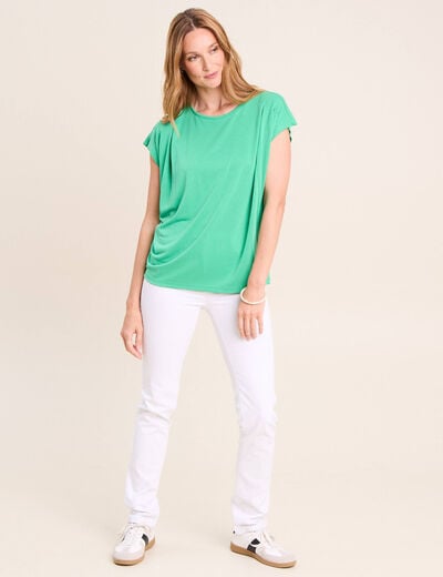 T-shirt droit col rond manches courtes vert menthe femme