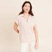 Blouse manches courtes fluide beige femme