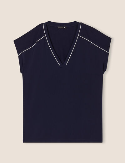 T-shirt manches courtes bleu foncé femme