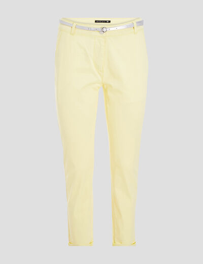 Pantalon chino droit jaune pastel femme
