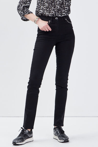 Pantalon ajusté taille haute noir femme