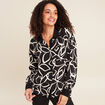 Chemise ample mi-longue manches longues noir femme