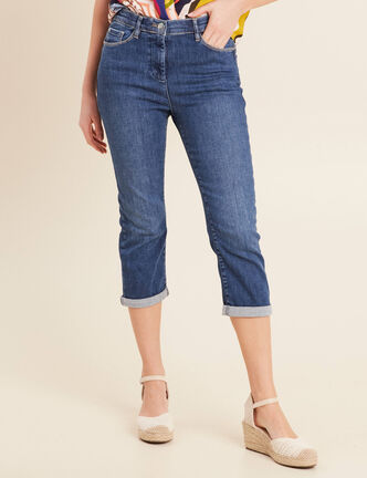 Pantacourt magique L'Unique ajust&eacute; denim double stone femme