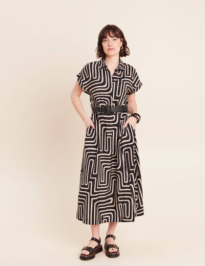 Robe avec ceinture amovible noir femme