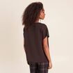 T-shirt manches coudes marron fonc&eacute; femme