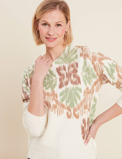 Pull manches longues beige femme
