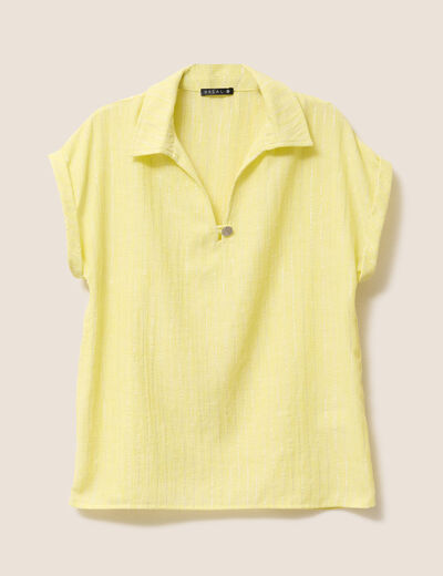 Blouse manches courtes fluide jaune clair femme