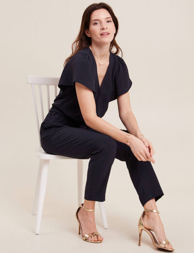Combinaison pantalon droite bleu foncé femme