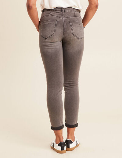 Jean ajusté taille standard 7/8ème gris femme