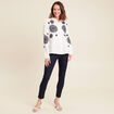 chemise en coton brodée manches longues ecru femme
