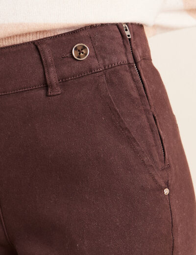 Jean large taille haute &agrave; paillettes marron fonc&eacute; femme