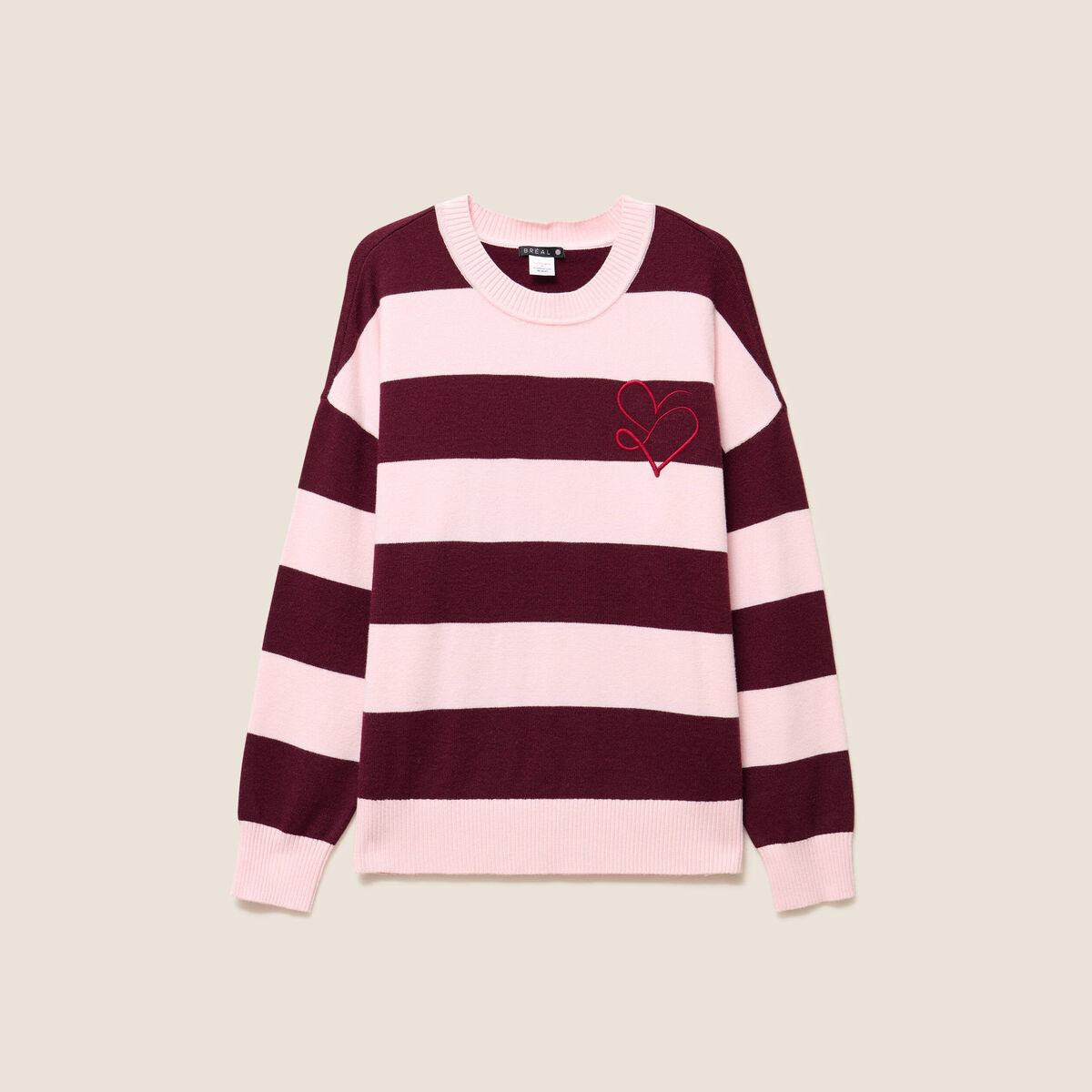 Pull col rond bordeaux femme