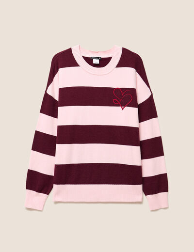 Pull col rond bordeaux femme