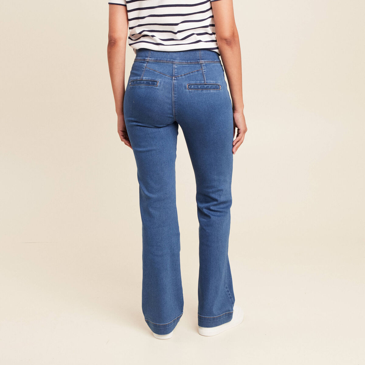 Jean bootcut taille haute denim stone femme