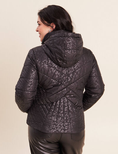 Doudoune d&eacute;perlante droite zipp&eacute;e noir femme