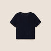 T-shirt col rond manches courtes doubl&eacute; bleu fonc&eacute; femme