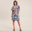 Robe droite col cache-coeur bleu femme