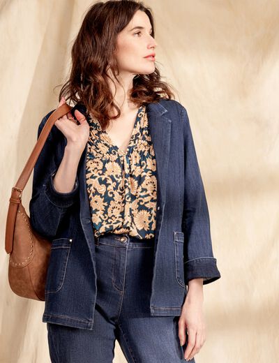 Veste tailleur en jean denim brut femme