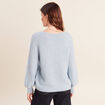 Pull droit col rond manches longues bleu canard femme