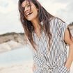 Chemise ample manches courtes bleu foncé femme