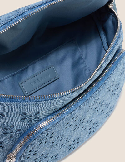 Sac banane en bandouli&egrave;re doubl&eacute; denim double stone femme