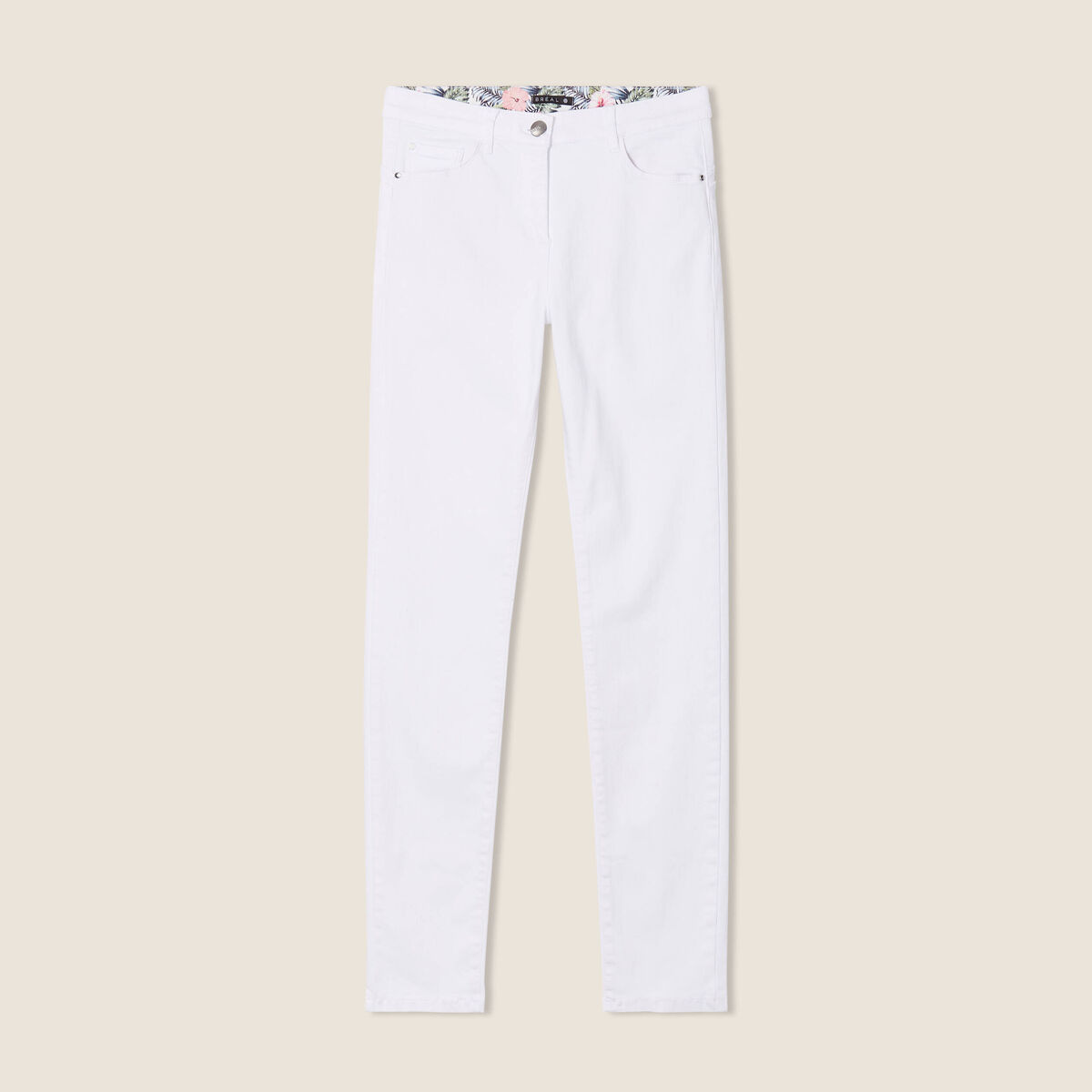 Jean magique ajusté taille standard blanc femme