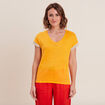 T-shirt manches courtes jaune or femme