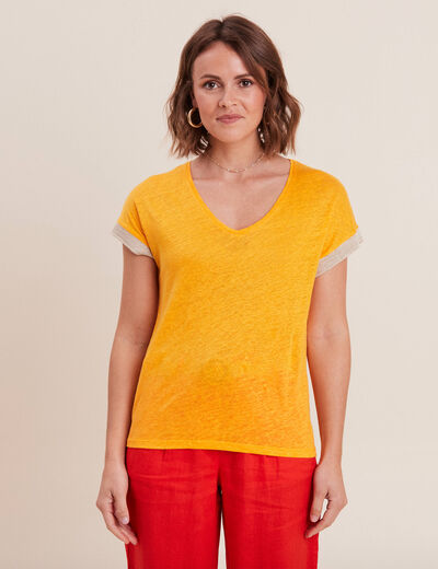 T-shirt manches courtes jaune or femme
