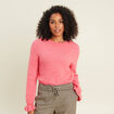 Pull col rond rose framboise femme