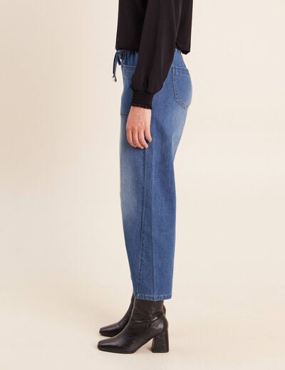 Pantalon mom 7/8&egrave;me en coton denim stone femme