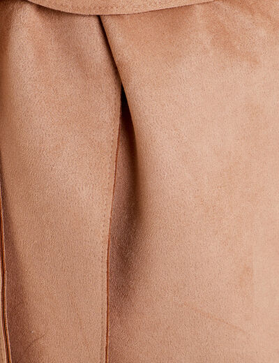 Trench droit effet suédine marron femme