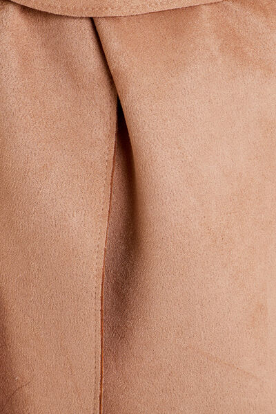 Trench droit effet suédine marron femme