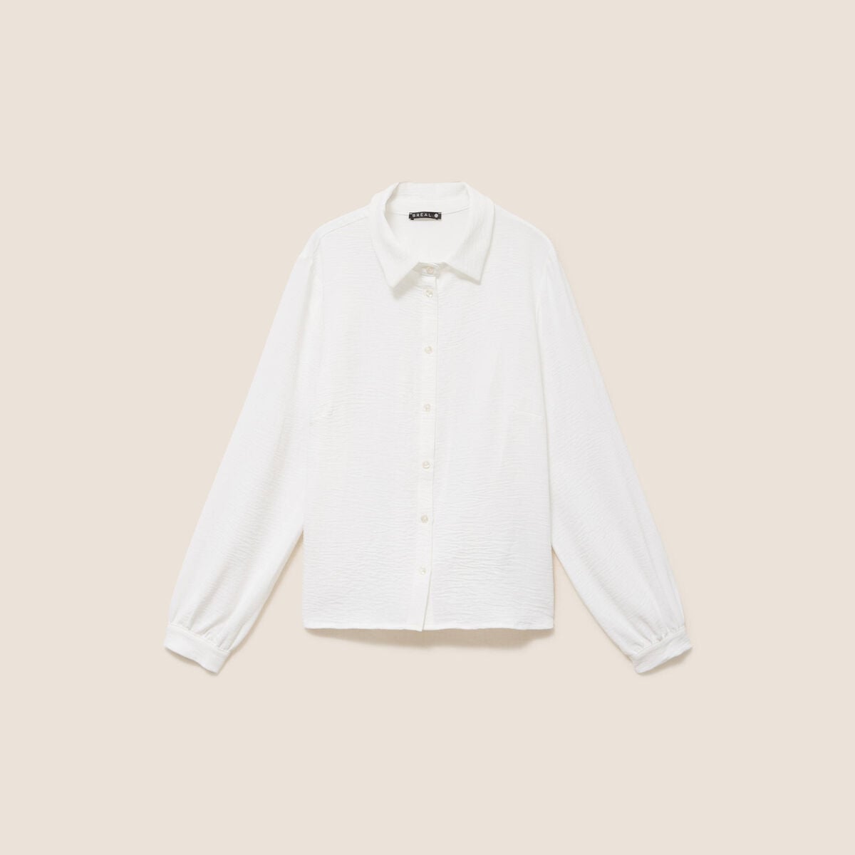 Chemise ample fluide &agrave; manches longues ecru femme