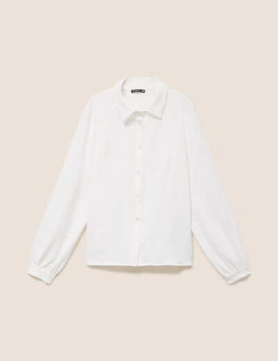 Chemise ample fluide &agrave; manches longues ecru femme