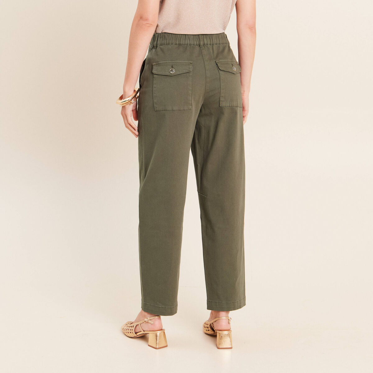 Pantalon boyfriend vert kaki femme