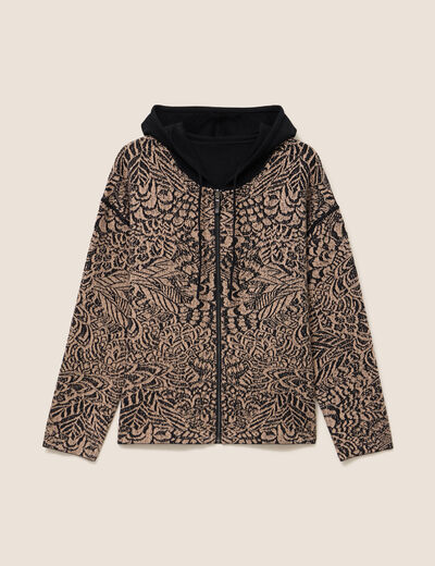 Sweat r&eacute;versible &agrave; capuche vert kaki femme