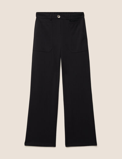 Pantalon large taille haute noir femme