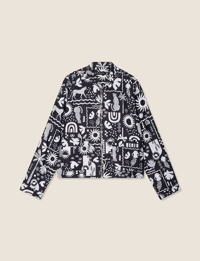 Blouson zippé 2 poches noir femme