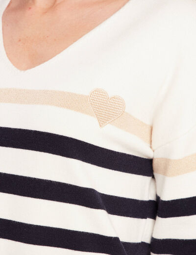 Pull manches longues blanc femme