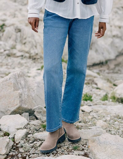 Jean avec strass denim stone femme