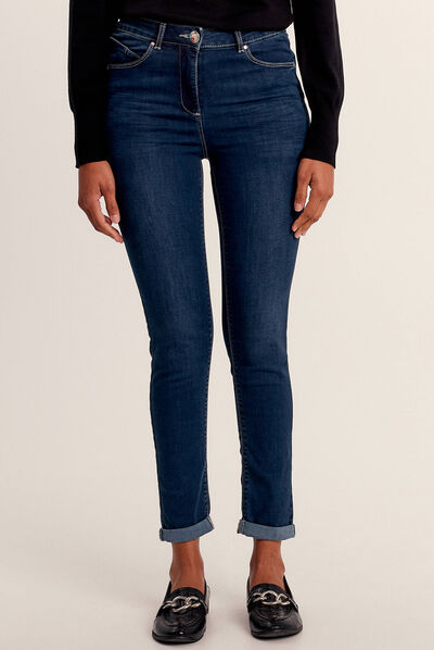 Jeans ajusté taille standard denim brut femme