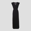 Robe longue droite ceinturée noir femme
