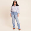 Jean coupe bootcut taille haute denim bleach femme
