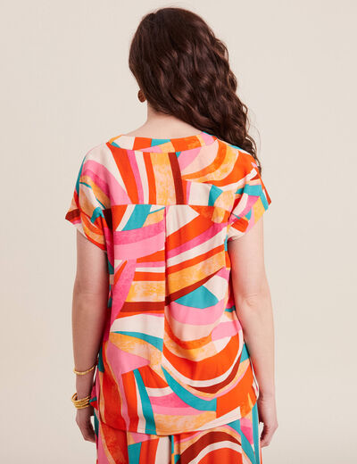 Blouse manches courtes multicolore femme