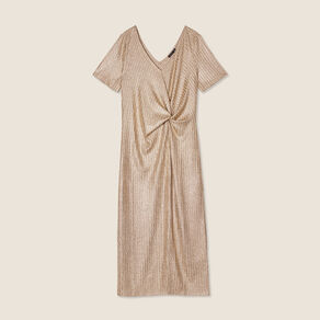 Robe ajustée métallisée couleur or femme