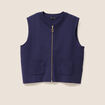 Gilet droit court sans manches bleu marine femme